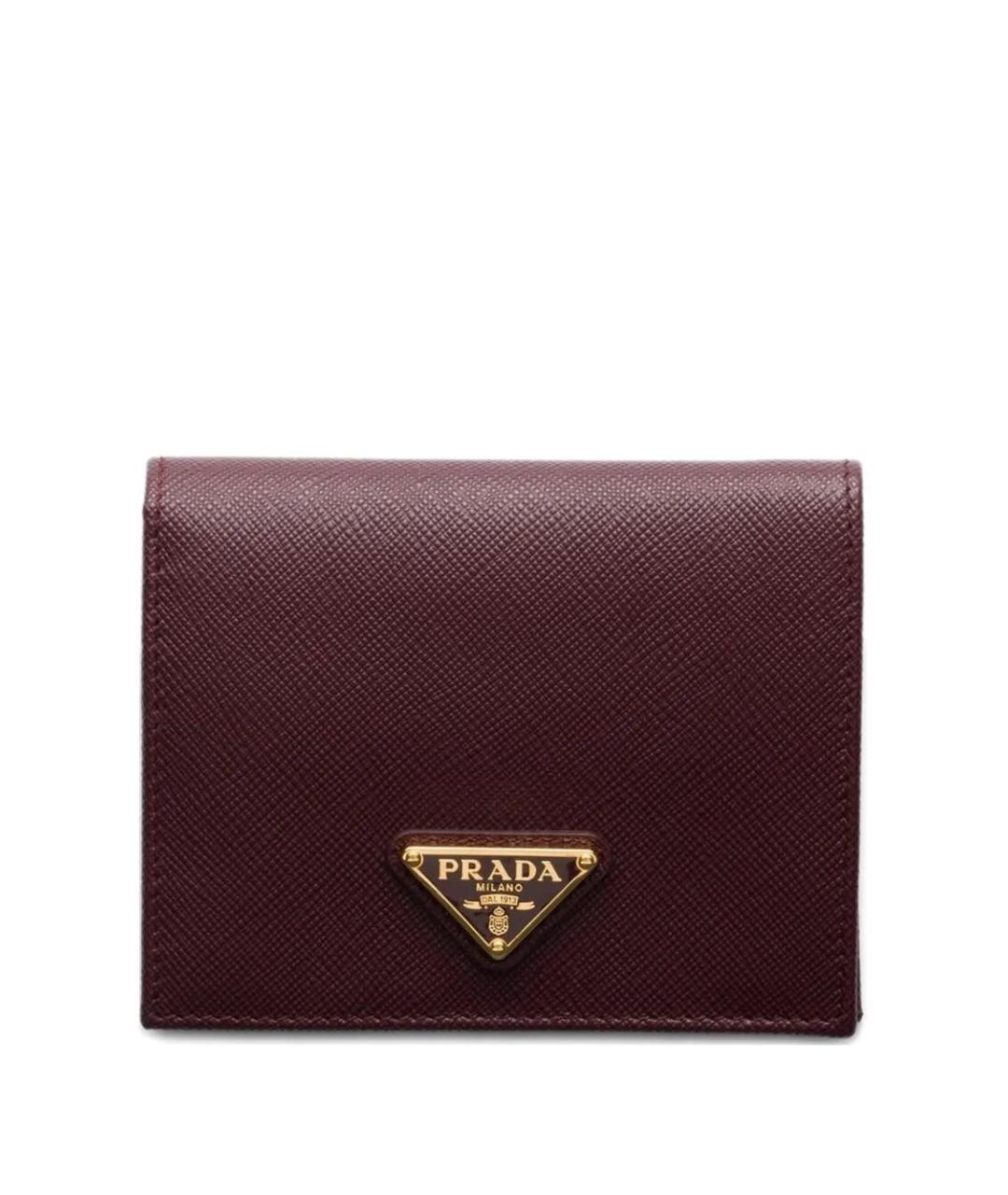 PRADA Бордовый кожаный кошелек, фото 1