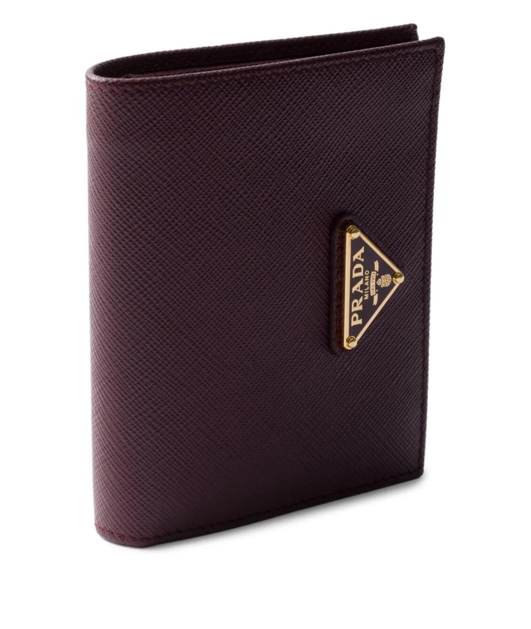 PRADA Бордовый кожаный кошелек, фото 4