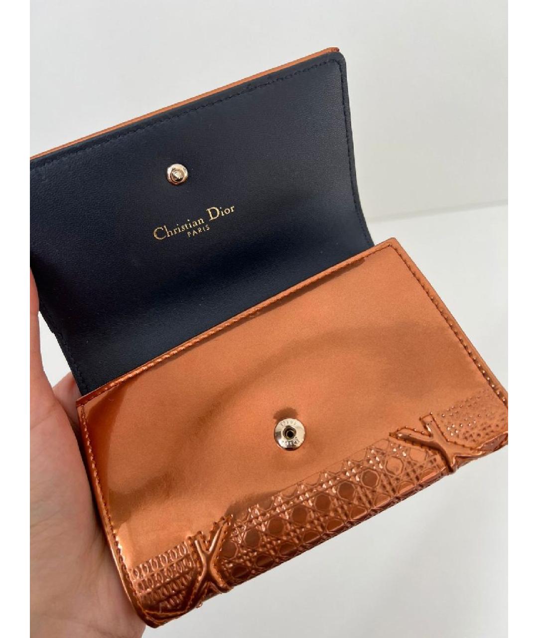 CHRISTIAN DIOR Оранжевый кожаный кошелек, фото 3