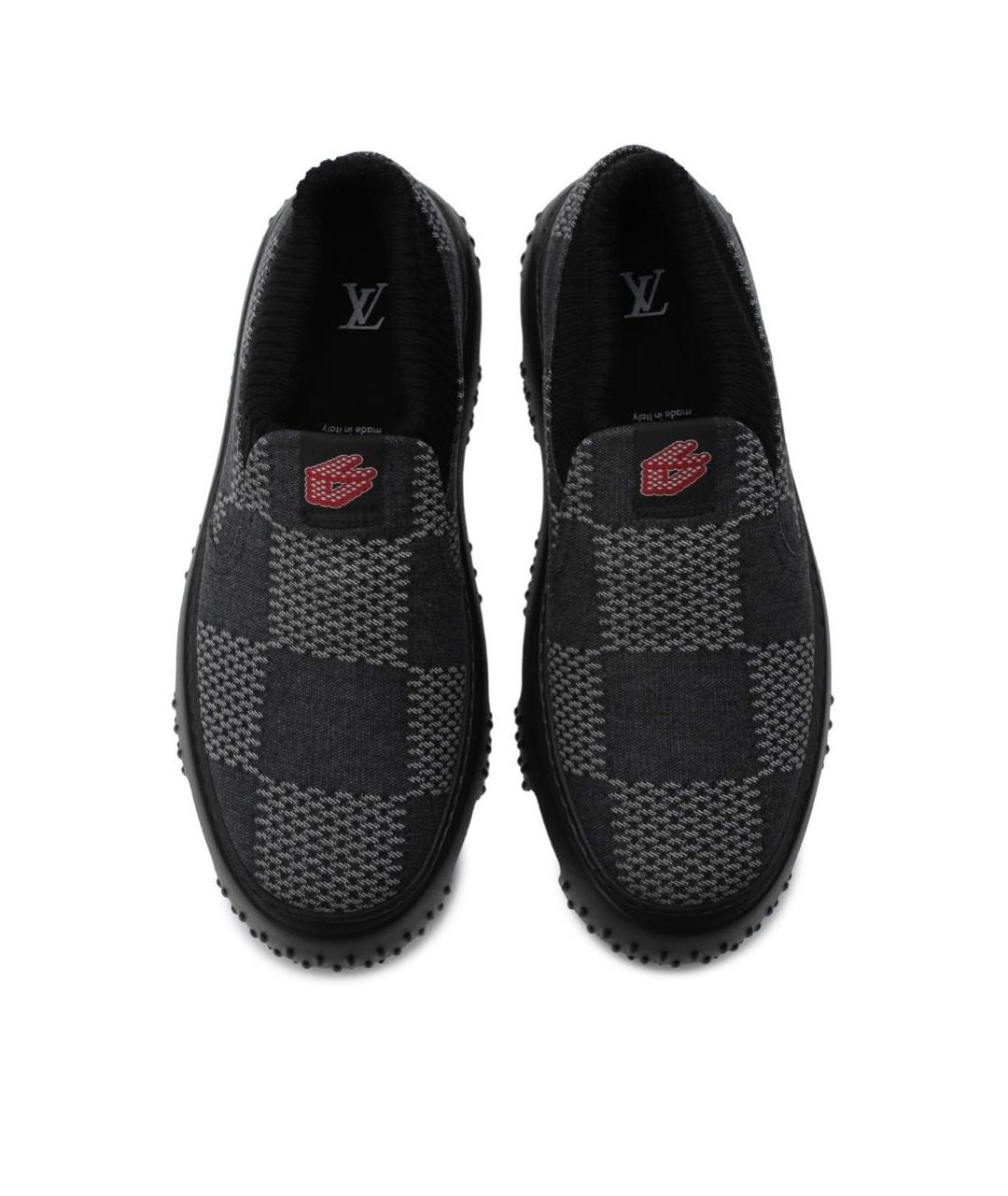 LOUIS VUITTON Антрацитовые синтетические мокасины, фото 2