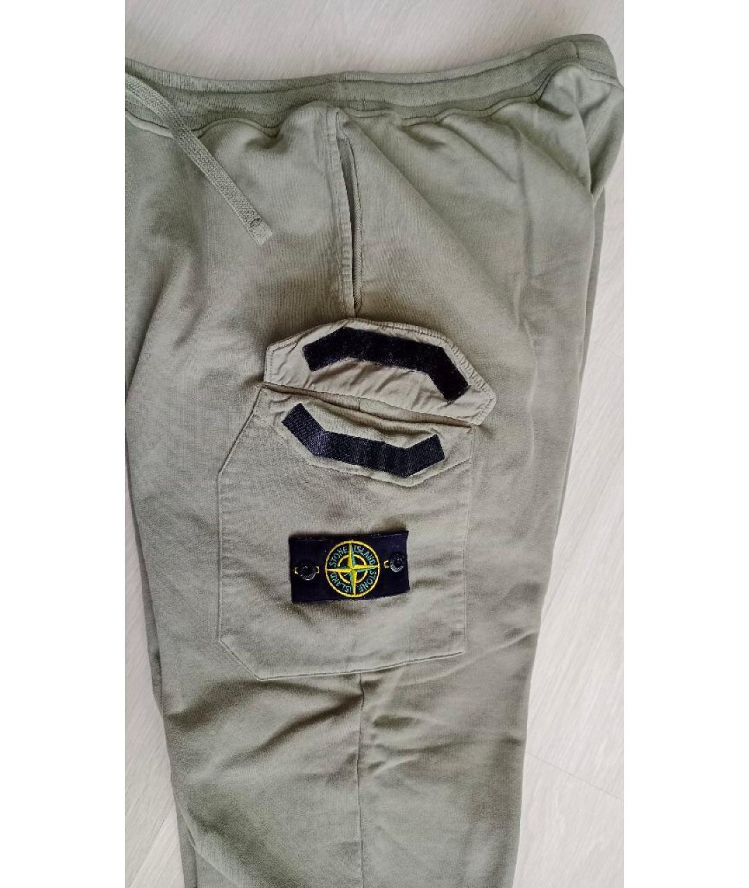 STONE ISLAND Хаки хлопковые повседневные брюки, фото 8