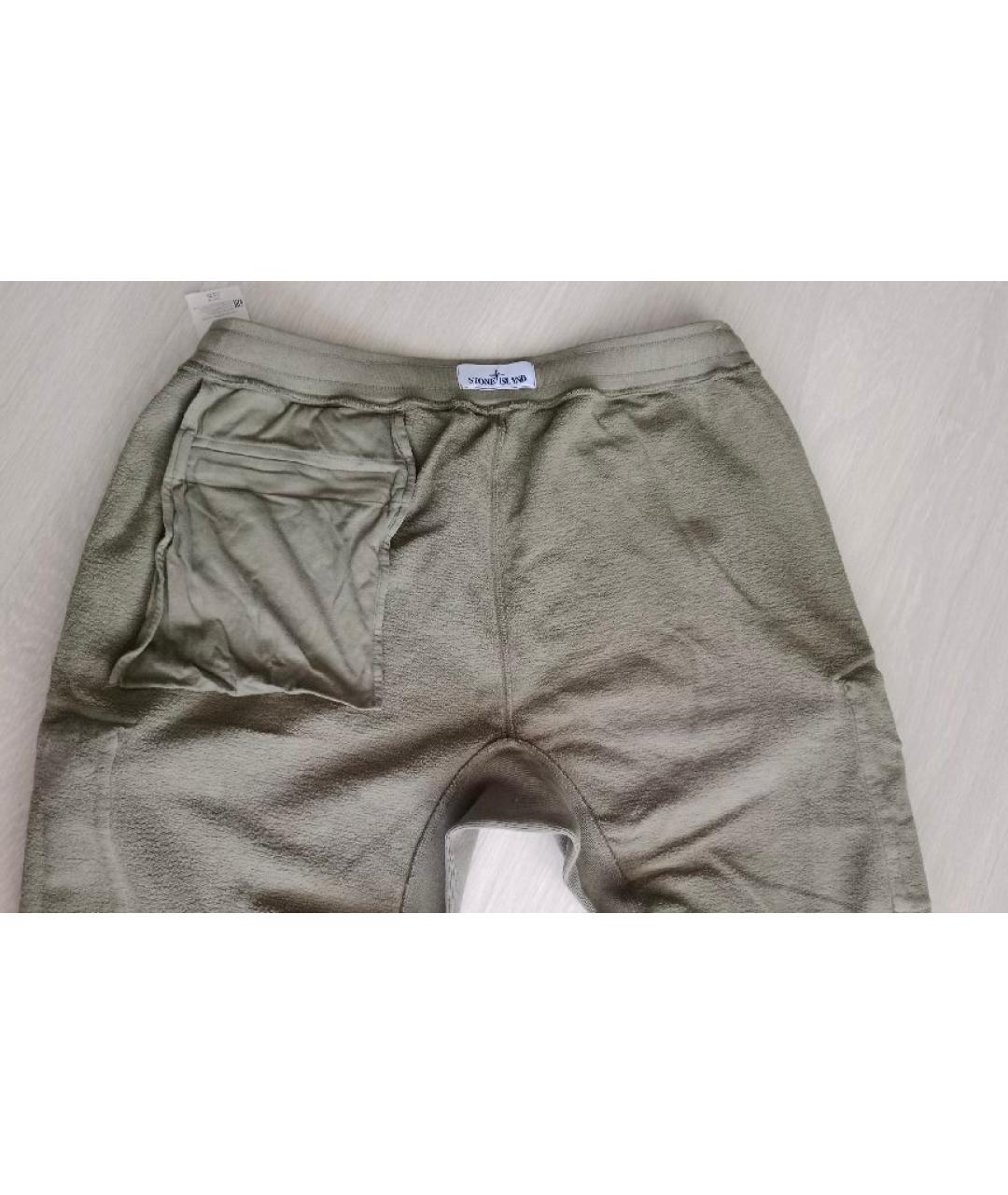 STONE ISLAND Хаки хлопковые повседневные брюки, фото 4