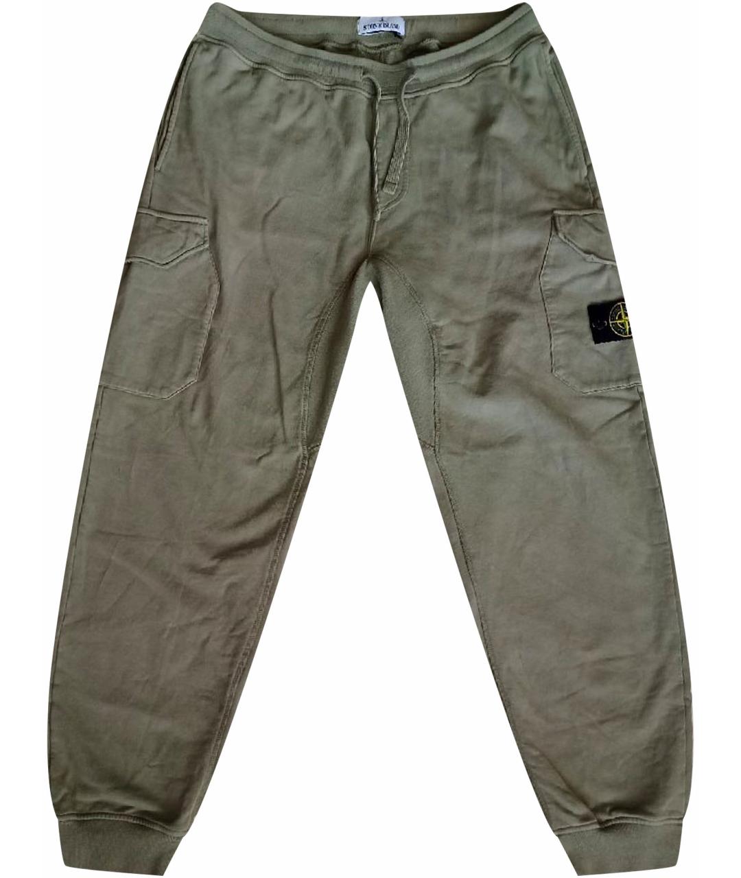 STONE ISLAND Хаки хлопковые повседневные брюки, фото 1