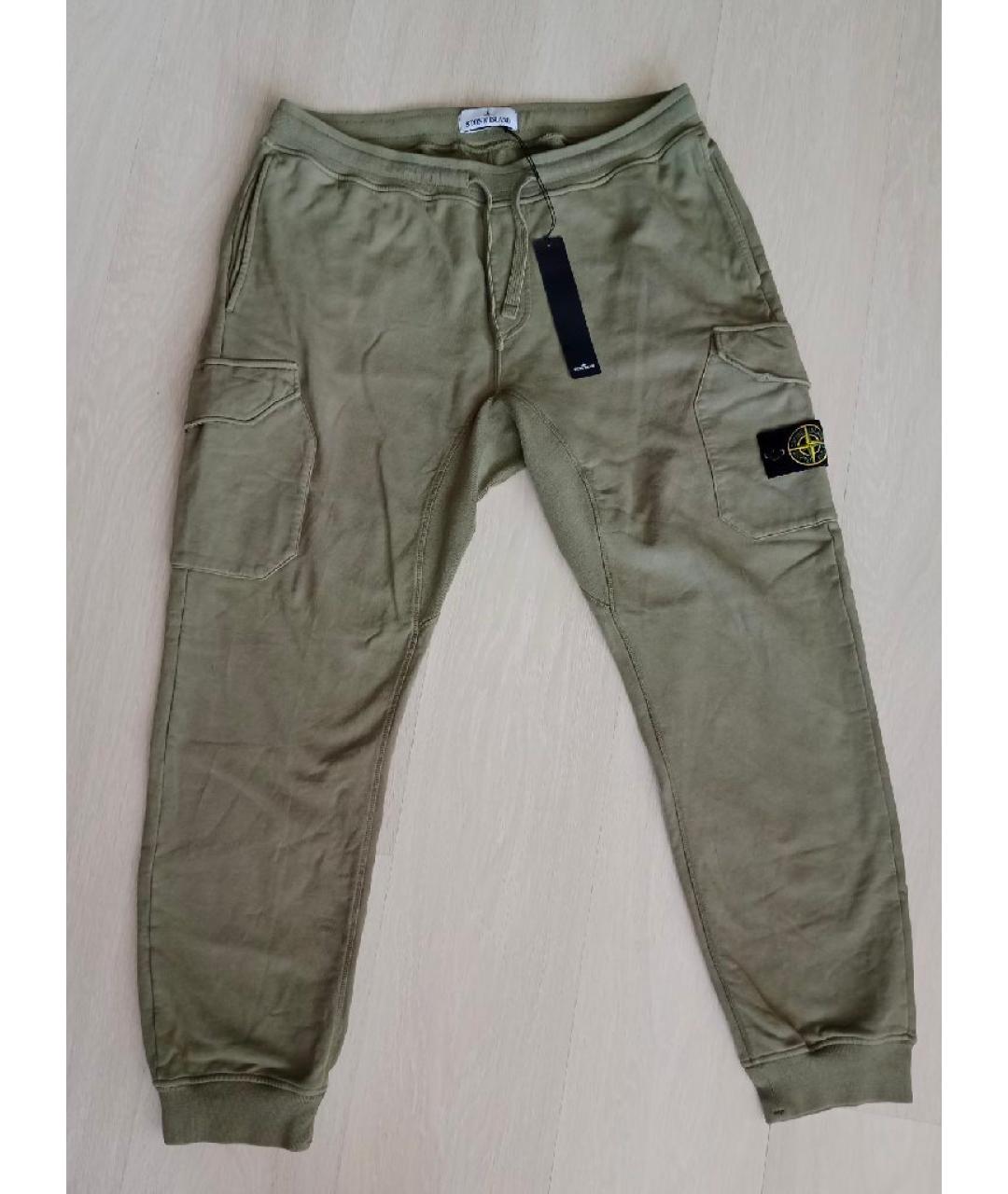STONE ISLAND Хаки хлопковые повседневные брюки, фото 10