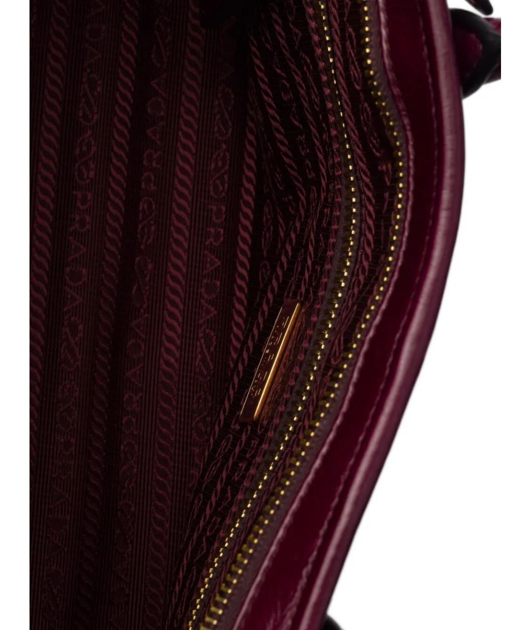 PRADA Бордовая кожаная сумка тоут, фото 5