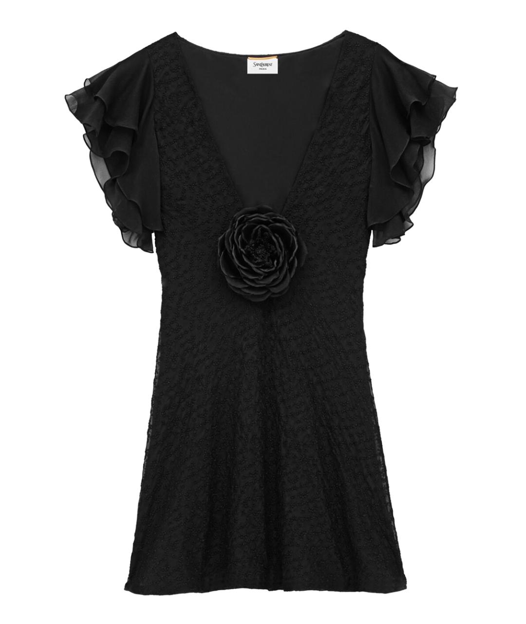 SAINT LAURENT Черное хлопковое коктейльное платье, фото 1