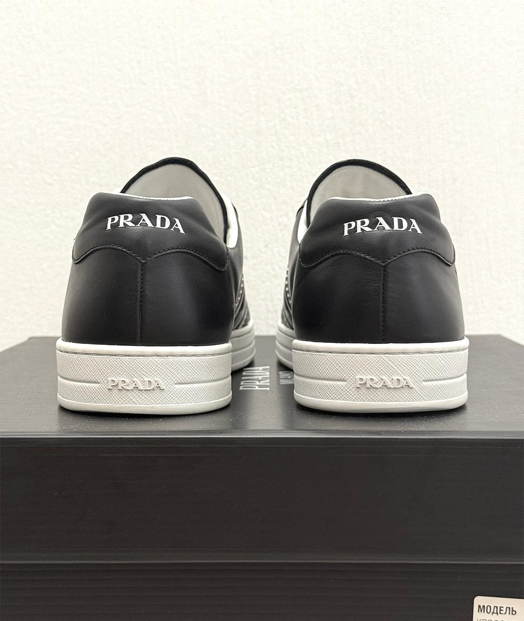PRADA Черные кожаные низкие кроссовки / кеды, фото 7