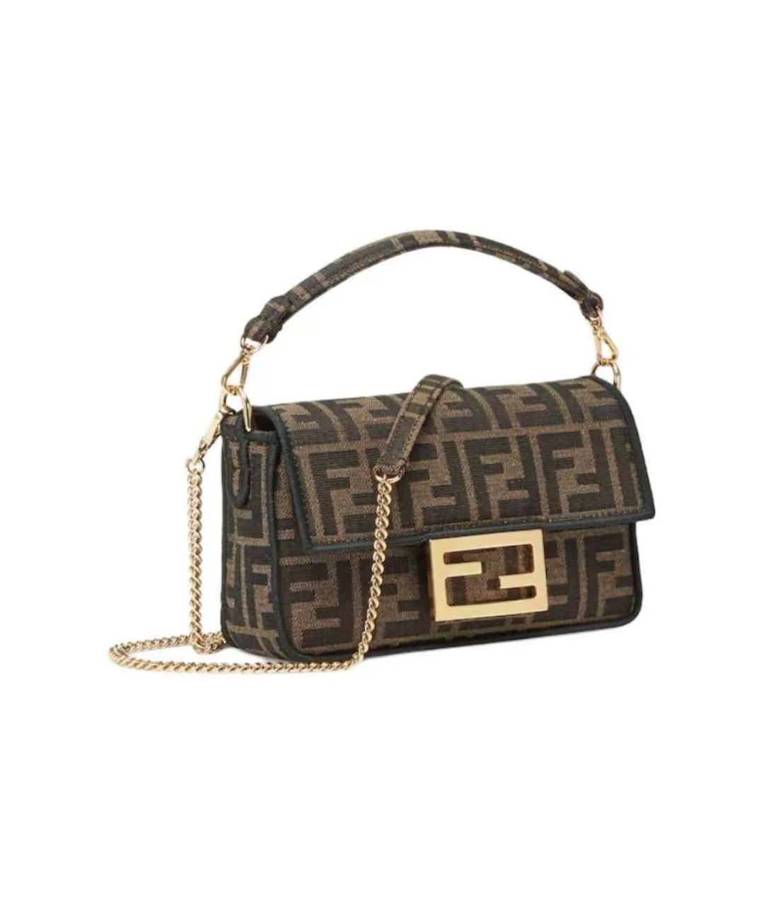 FENDI Коричневая жаккардовая сумка через плечо, фото 2