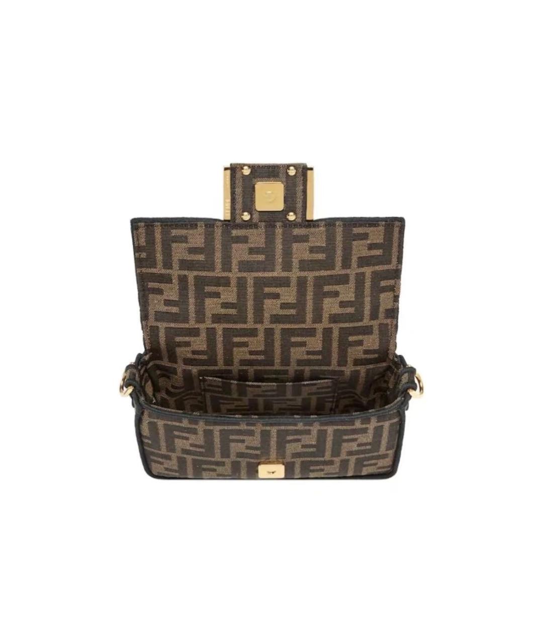 FENDI Коричневая жаккардовая сумка через плечо, фото 3