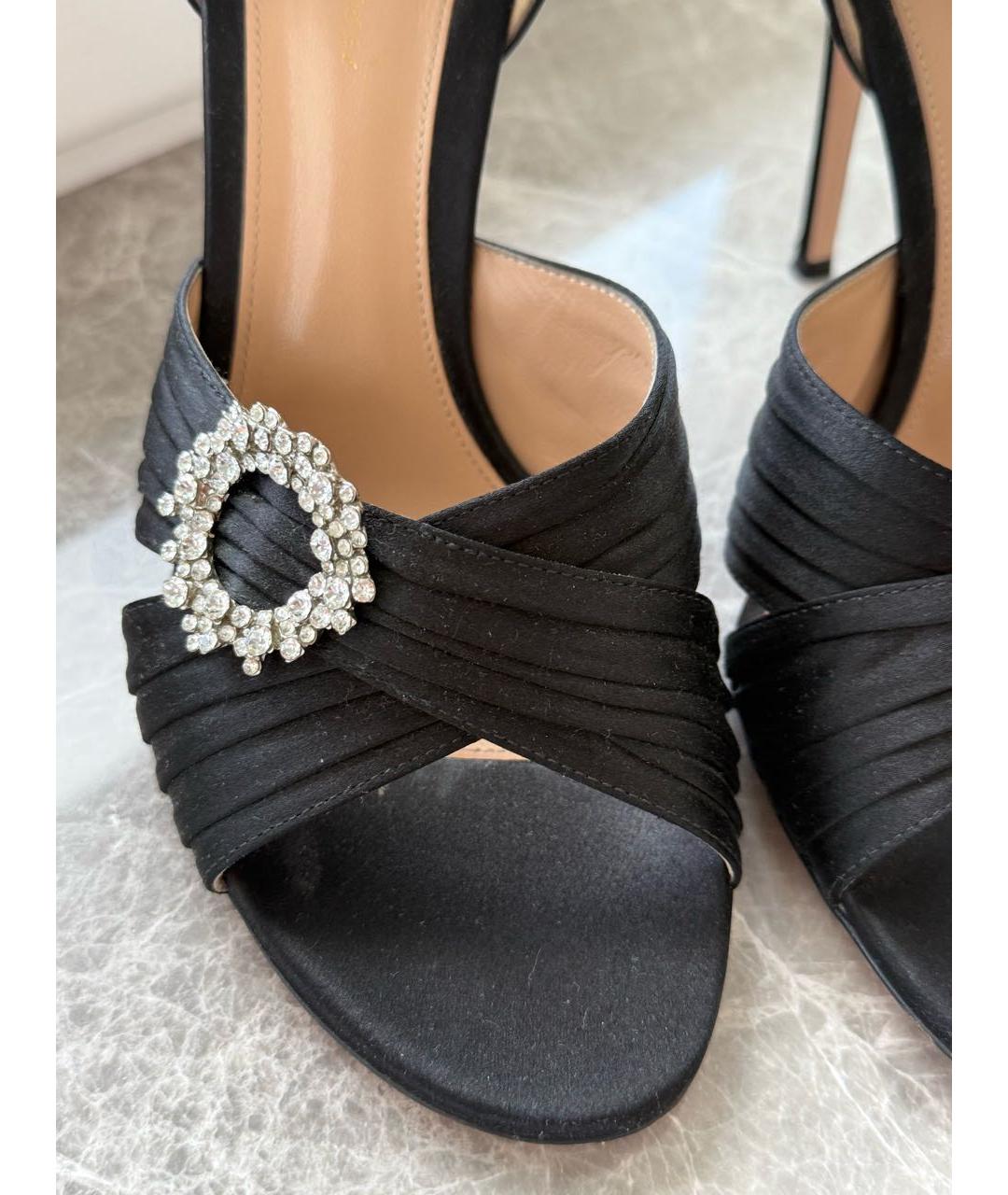 GIANVITO ROSSI Черные текстильные босоножки, фото 8