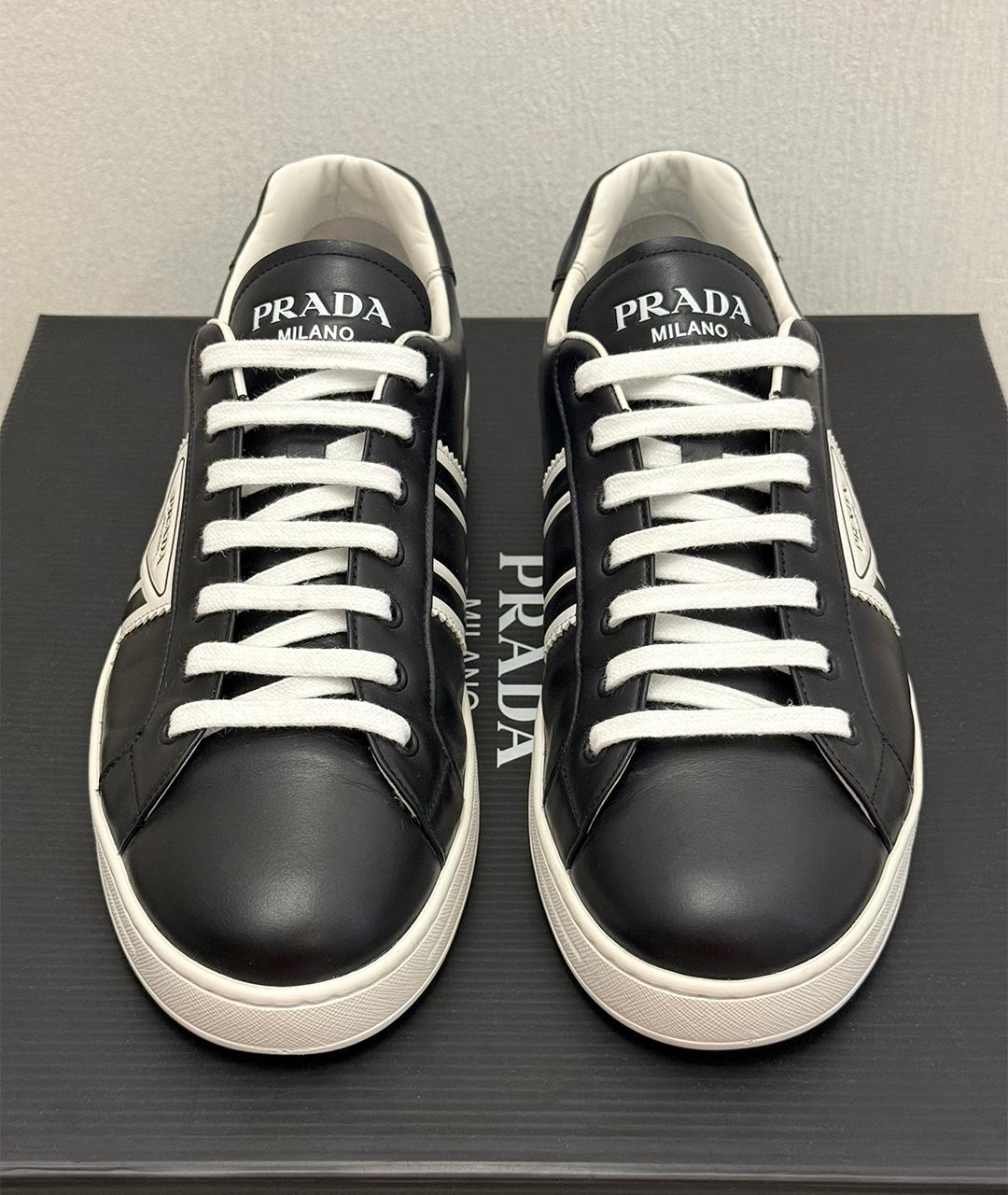PRADA Черные кожаные кеды, фото 3