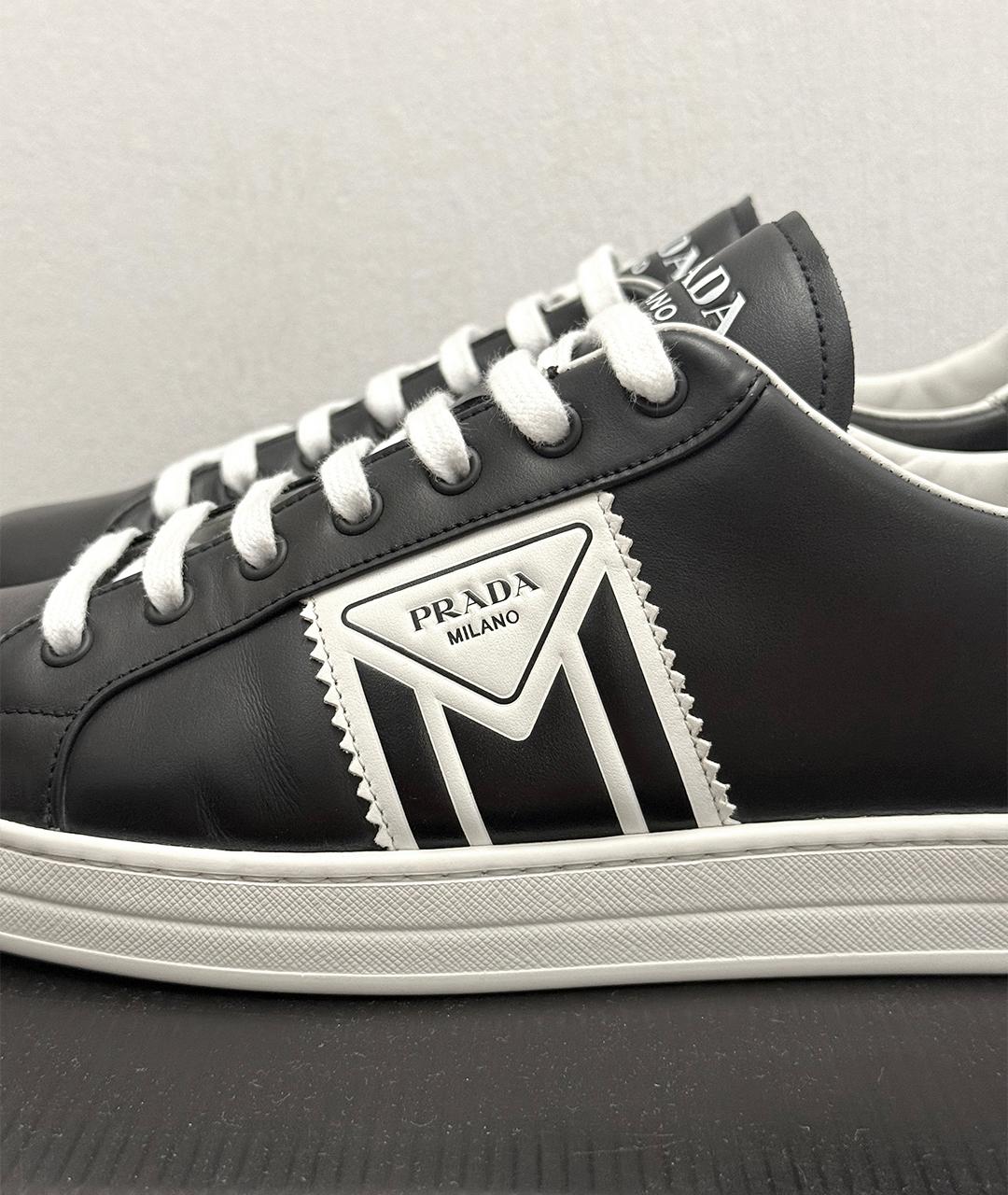 PRADA Черные кожаные кеды, фото 4