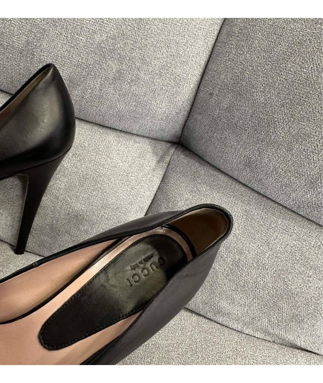 GUCCI Черные кожаные туфли, фото 2