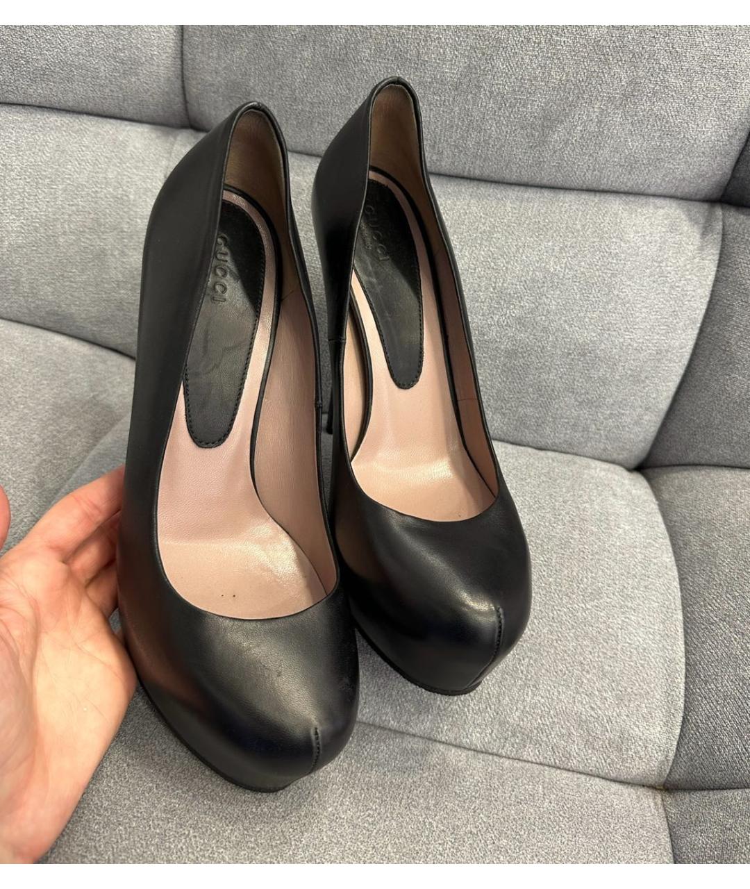 GUCCI Черные кожаные туфли, фото 6