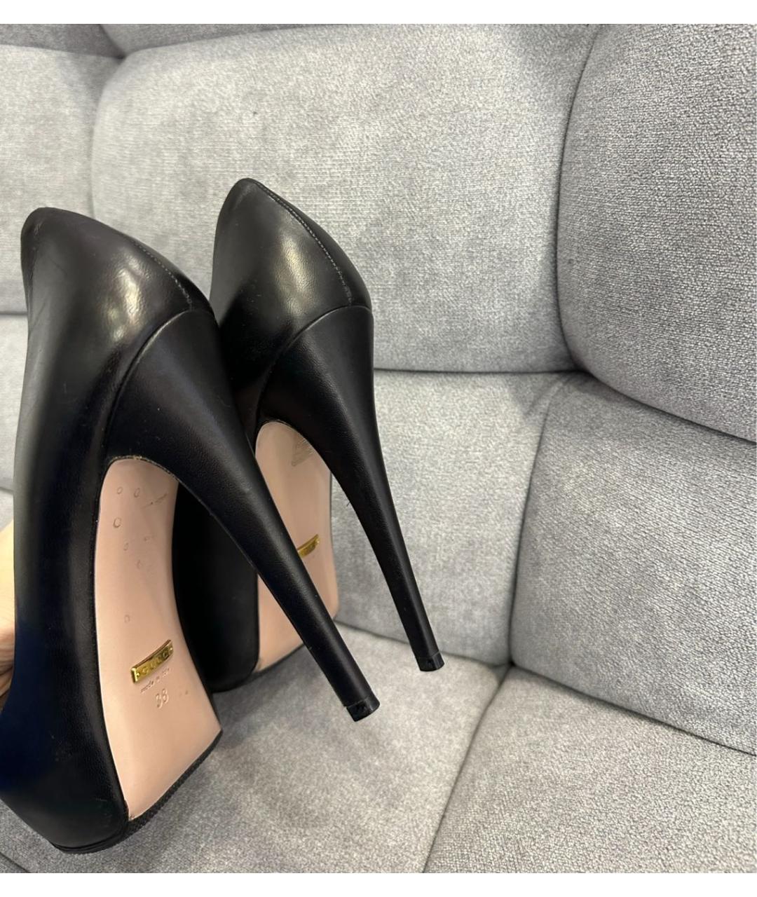 GUCCI Черные кожаные туфли, фото 4