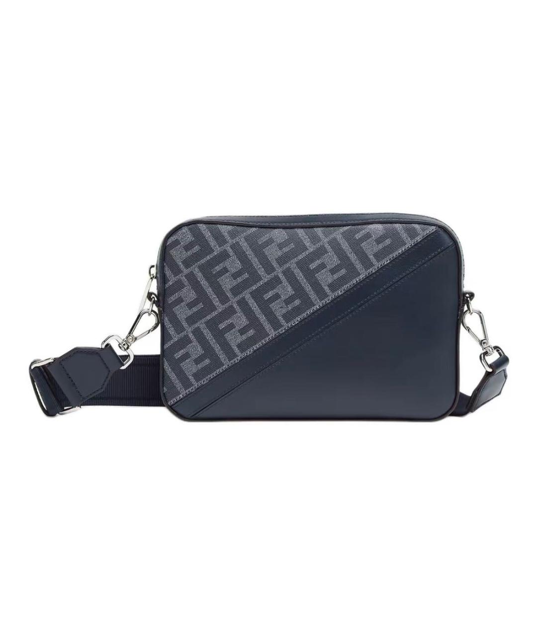 FENDI Темно-синяя кожаная сумка на плечо, фото 1