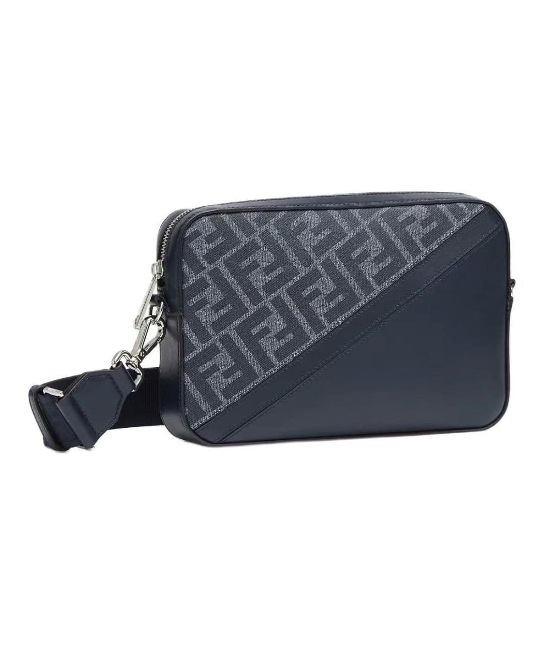 FENDI Темно-синяя кожаная сумка на плечо, фото 2