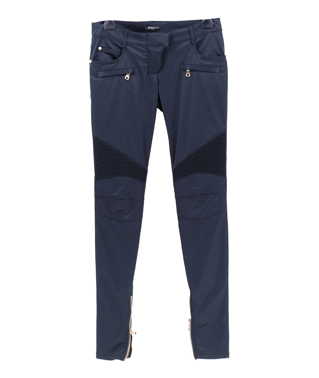 BALMAIN Темно-синие хлопковые брюки узкие, фото 1