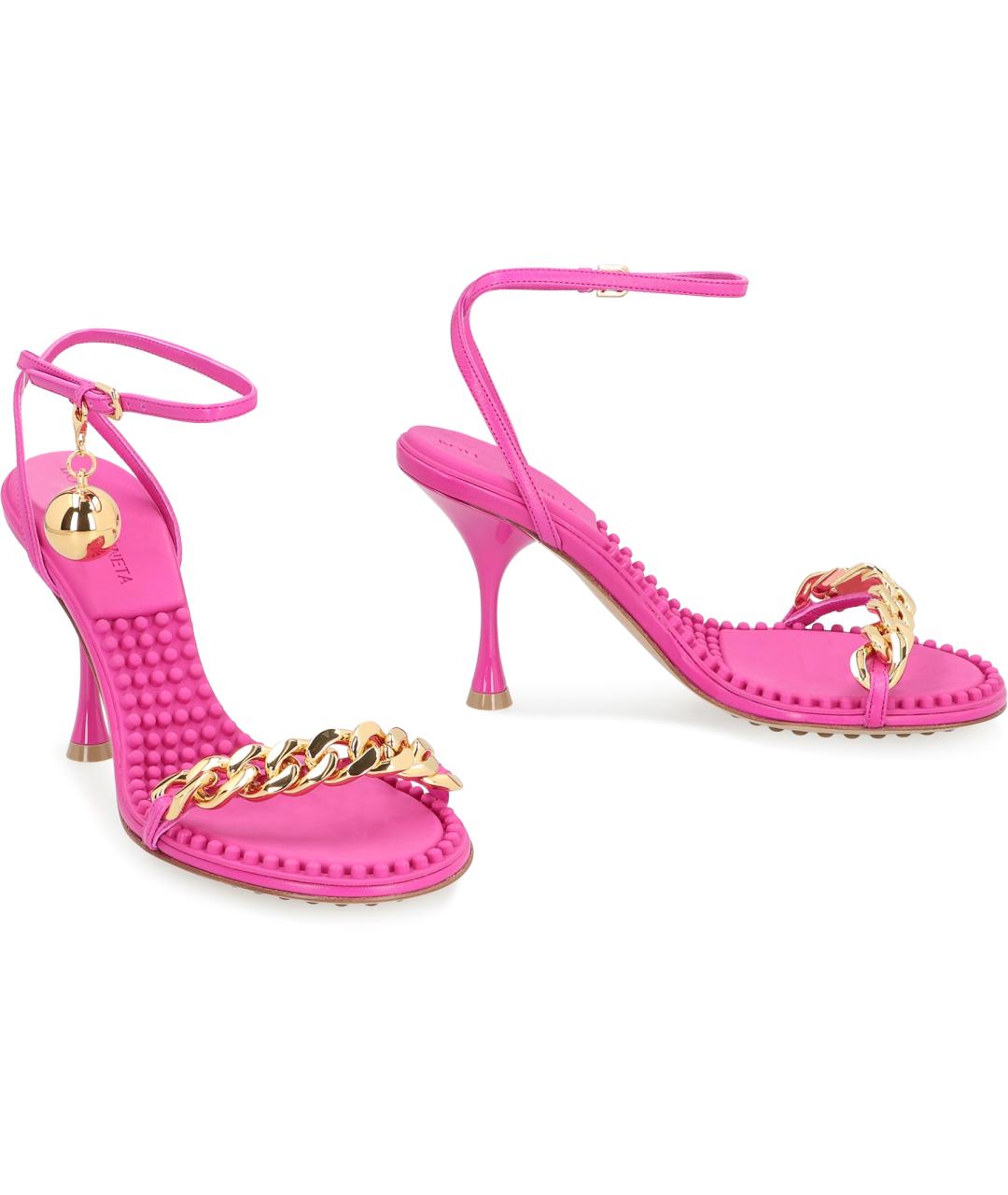 BOTTEGA VENETA Фуксия кожаные босоножки, фото 3