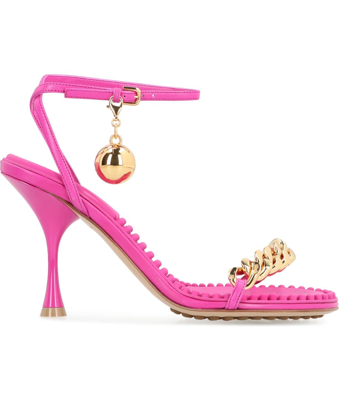 BOTTEGA VENETA Фуксия кожаные босоножки, фото 2