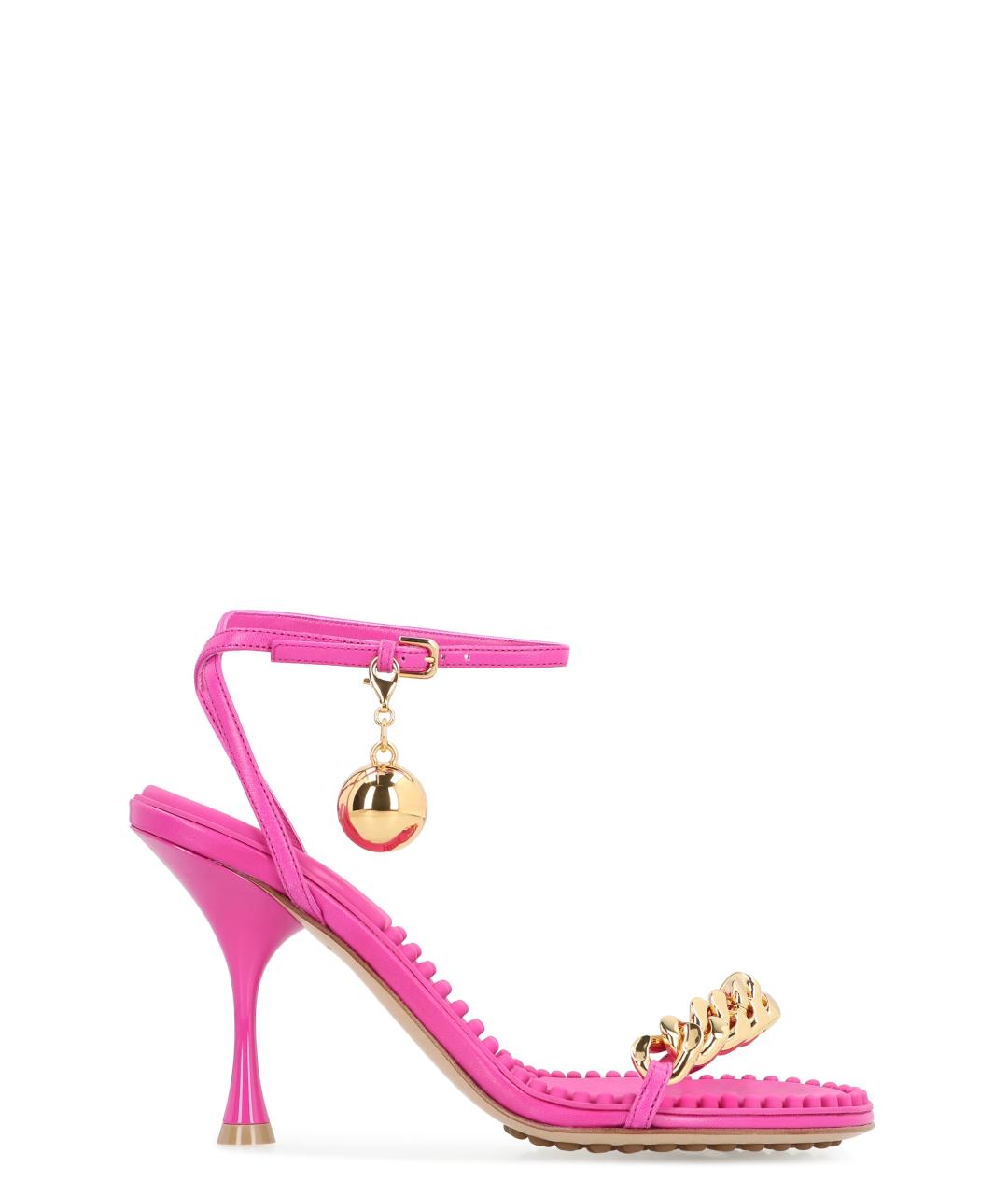 BOTTEGA VENETA Фуксия кожаные босоножки, фото 1