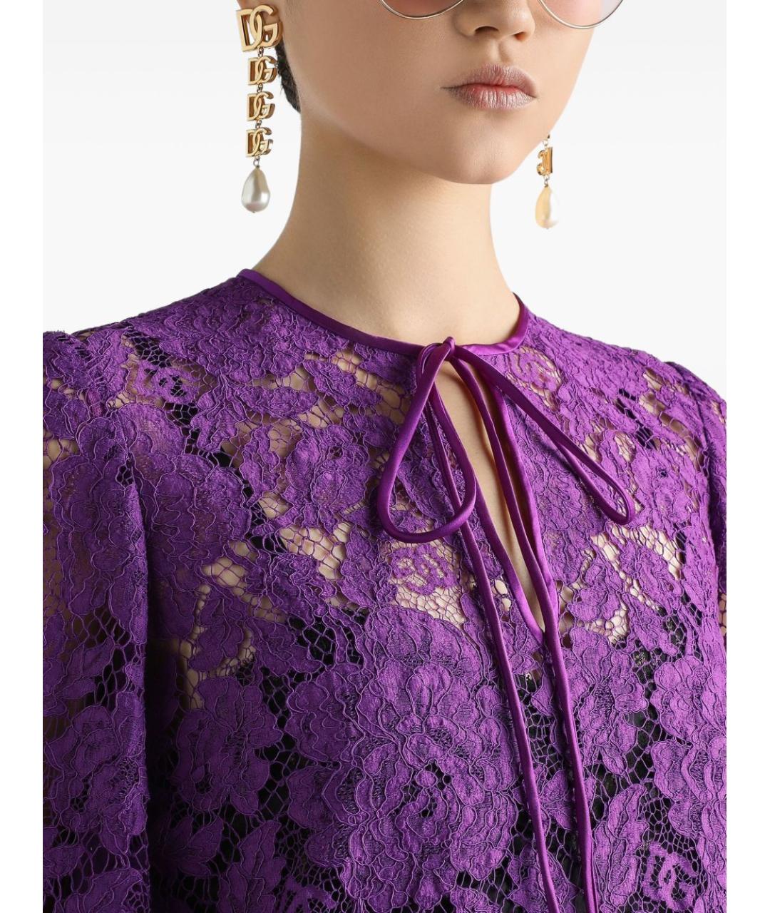 DOLCE&GABBANA Фиолетовое хлопковое повседневное платье, фото 4