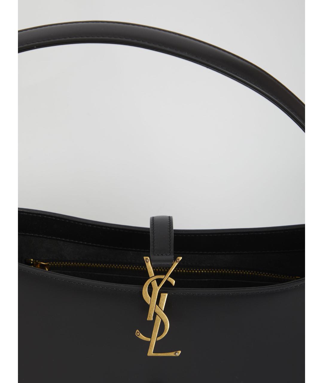 SAINT LAURENT Черная кожаная сумка с короткими ручками, фото 4
