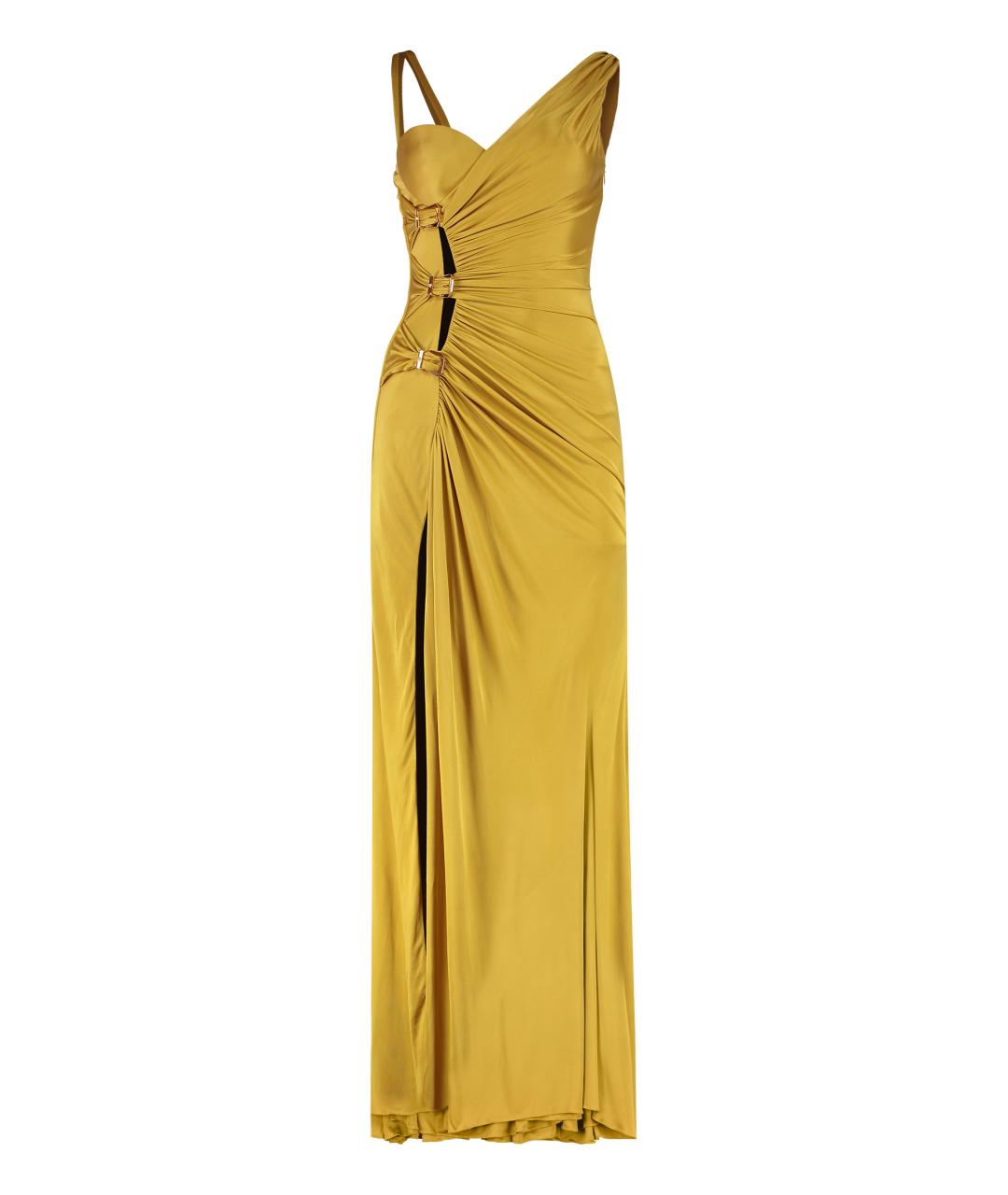 VERSACE Желтое вискозное повседневное платье, фото 1