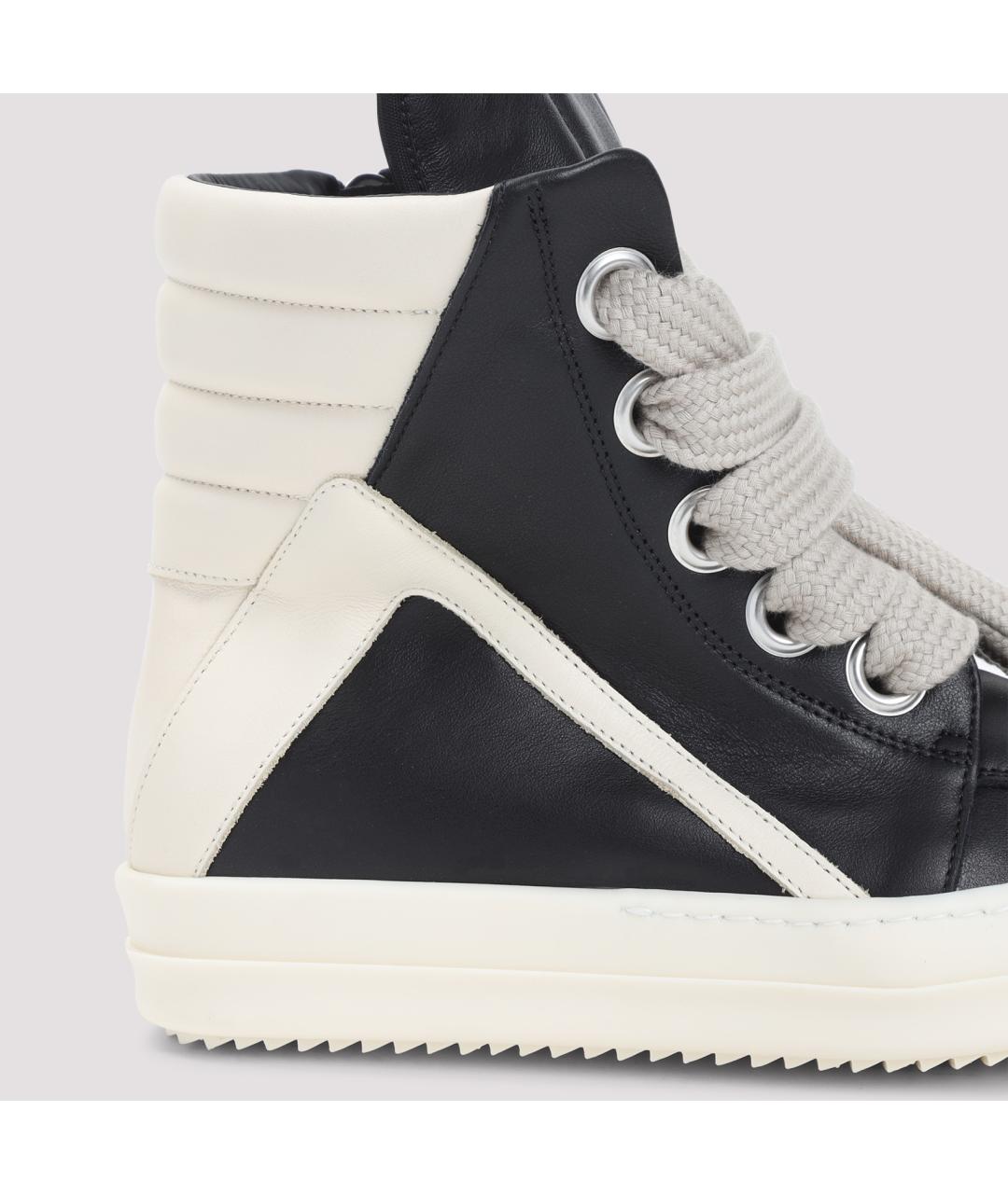 RICK OWENS Черные кожаные высокие кроссовки / кеды, фото 5