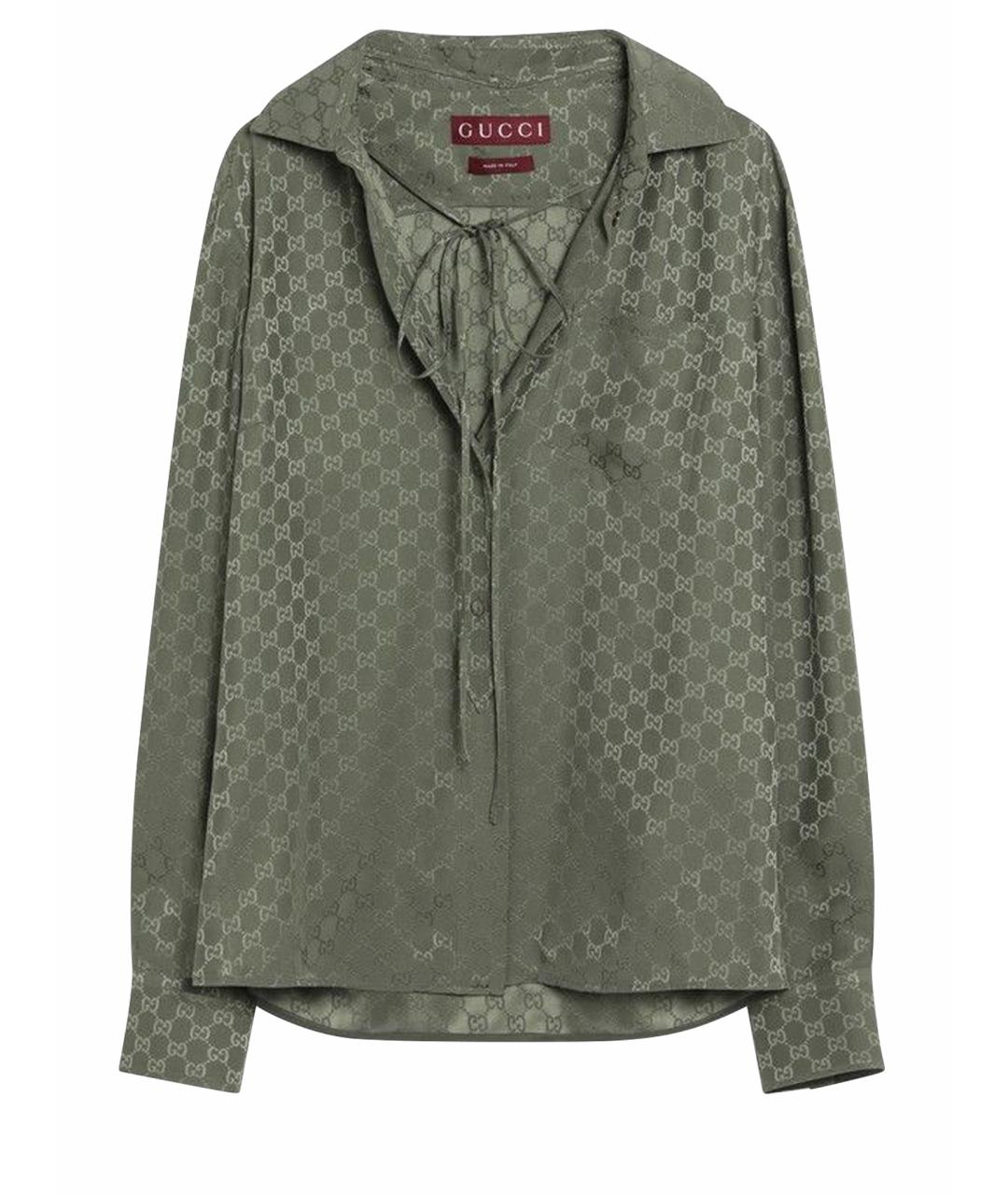 GUCCI Зеленая шелковая блузы, фото 1