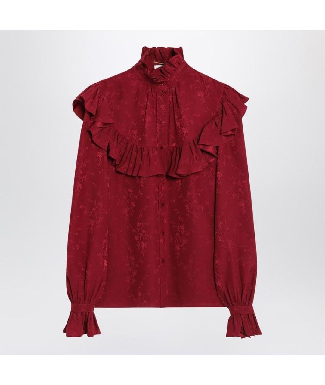 SAINT LAURENT Бордовая шелковая блузы, фото 3