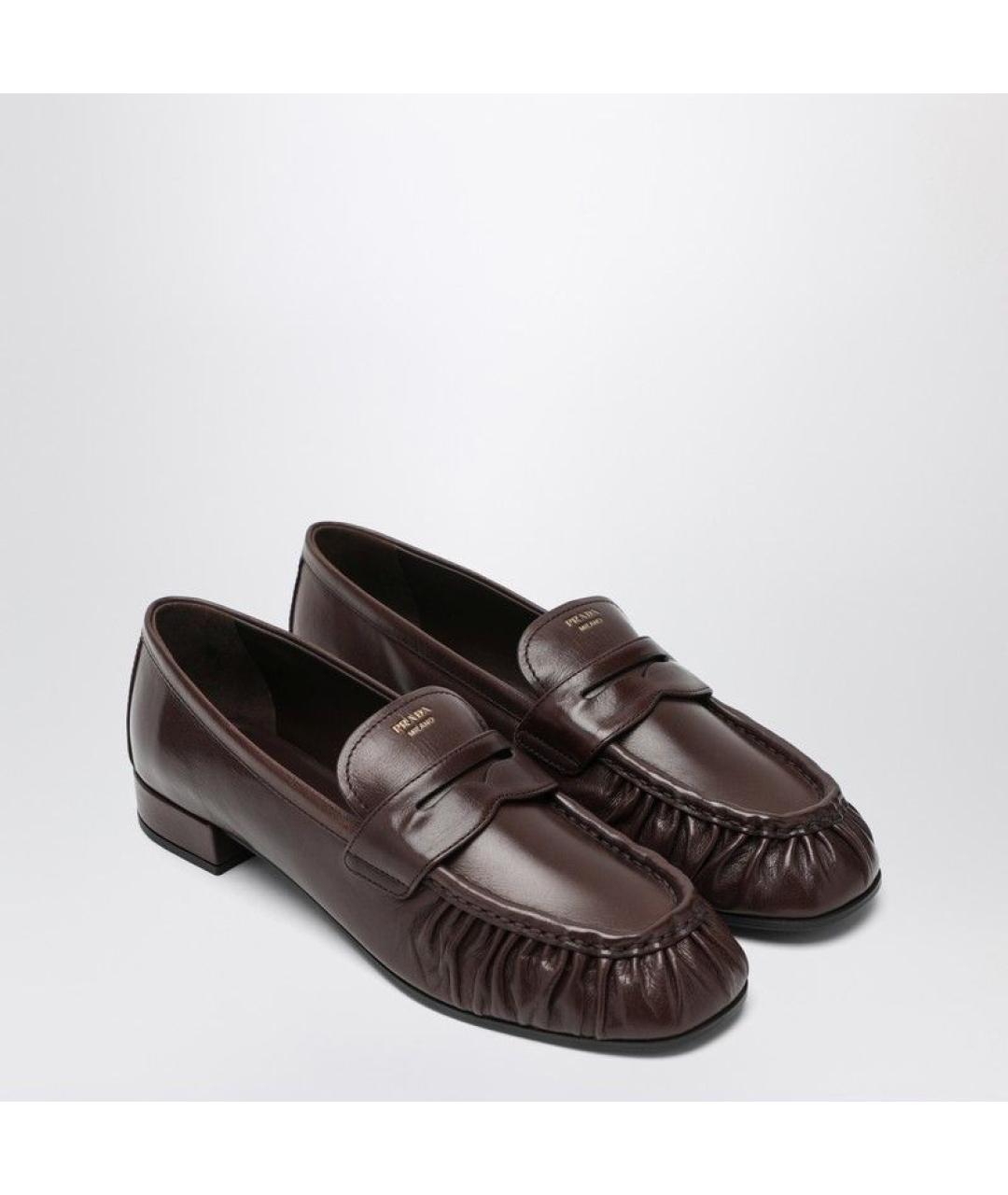 PRADA Коричневые кожаные лоферы, фото 2