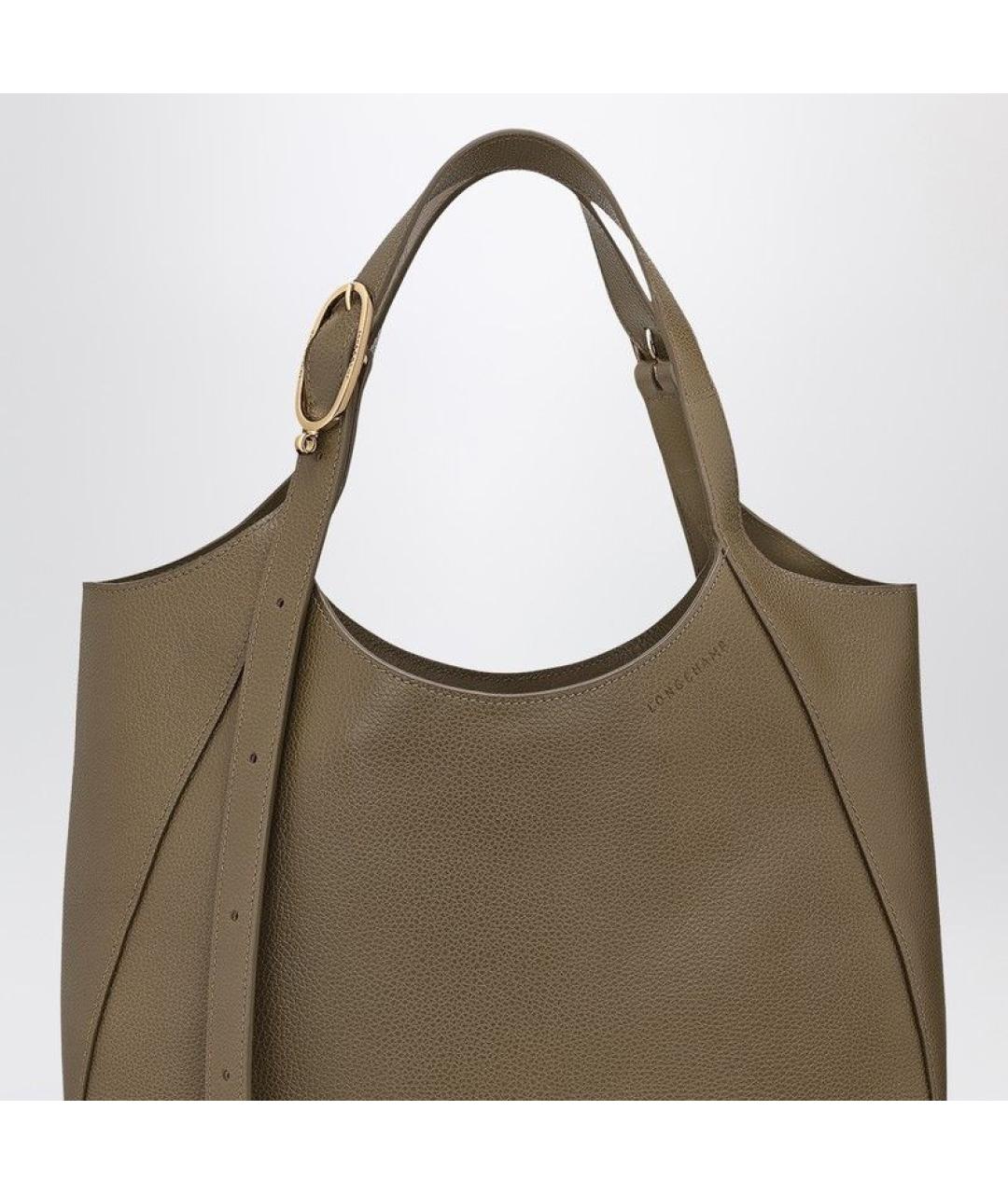 LONGCHAMP Зеленая кожаная сумка тоут, фото 2