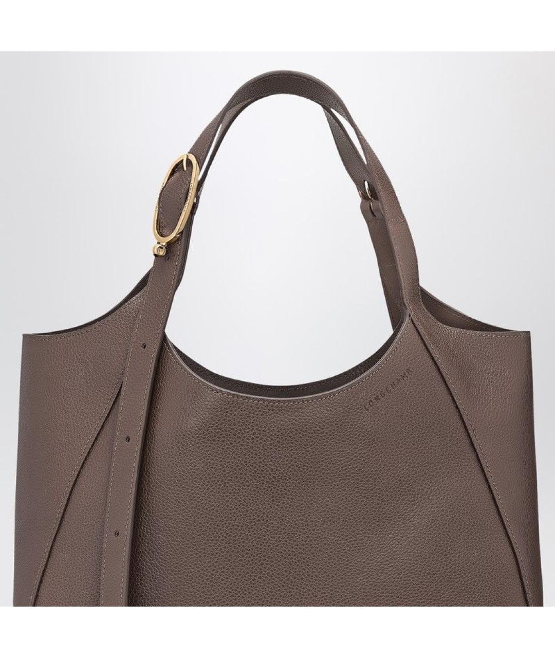 LONGCHAMP Коричневая кожаная сумка тоут, фото 2