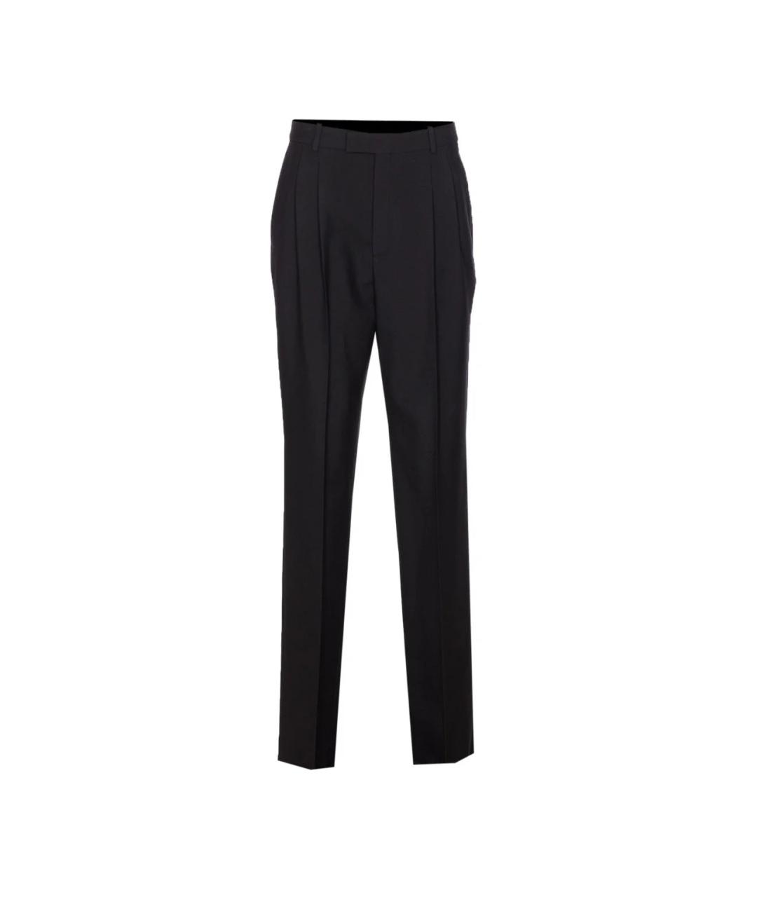 SAINT LAURENT Черные шерстяные прямые брюки, фото 1