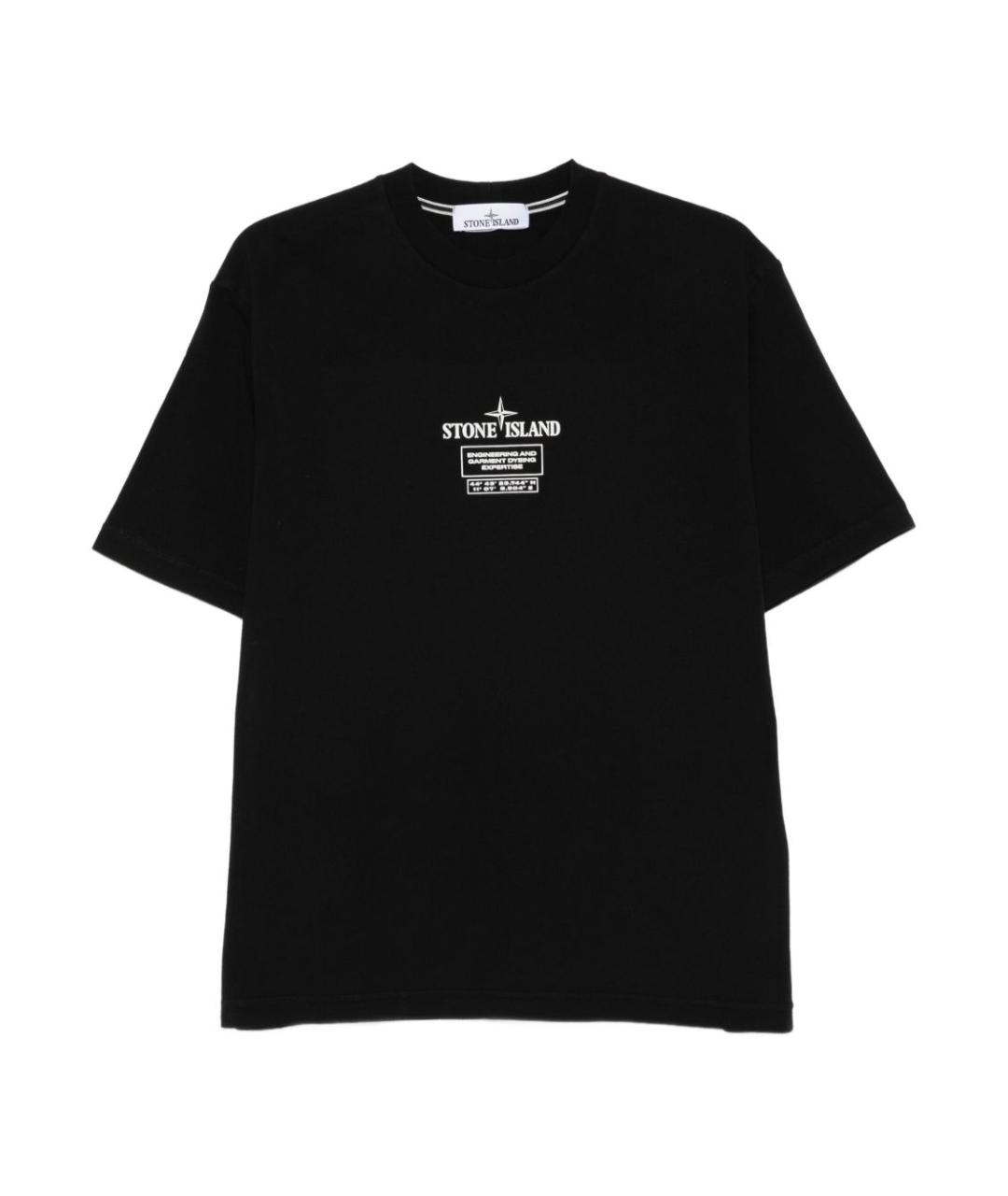 STONE ISLAND Черная хлопковая футболка, фото 1