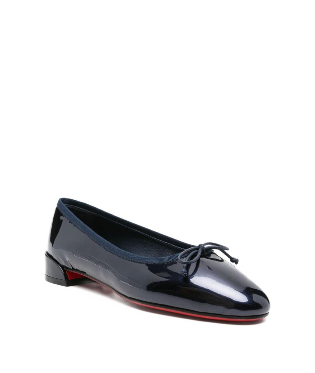 CHRISTIAN LOUBOUTIN Темно-синие балетки из лакированной кожи, фото 2