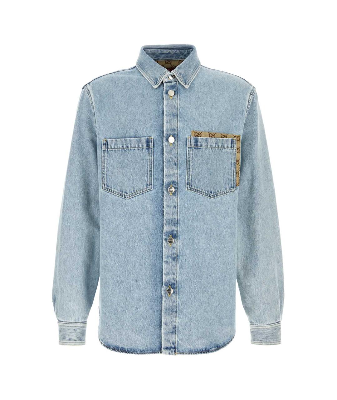 GUCCI Голубая хлопковая кэжуал рубашка, фото 1