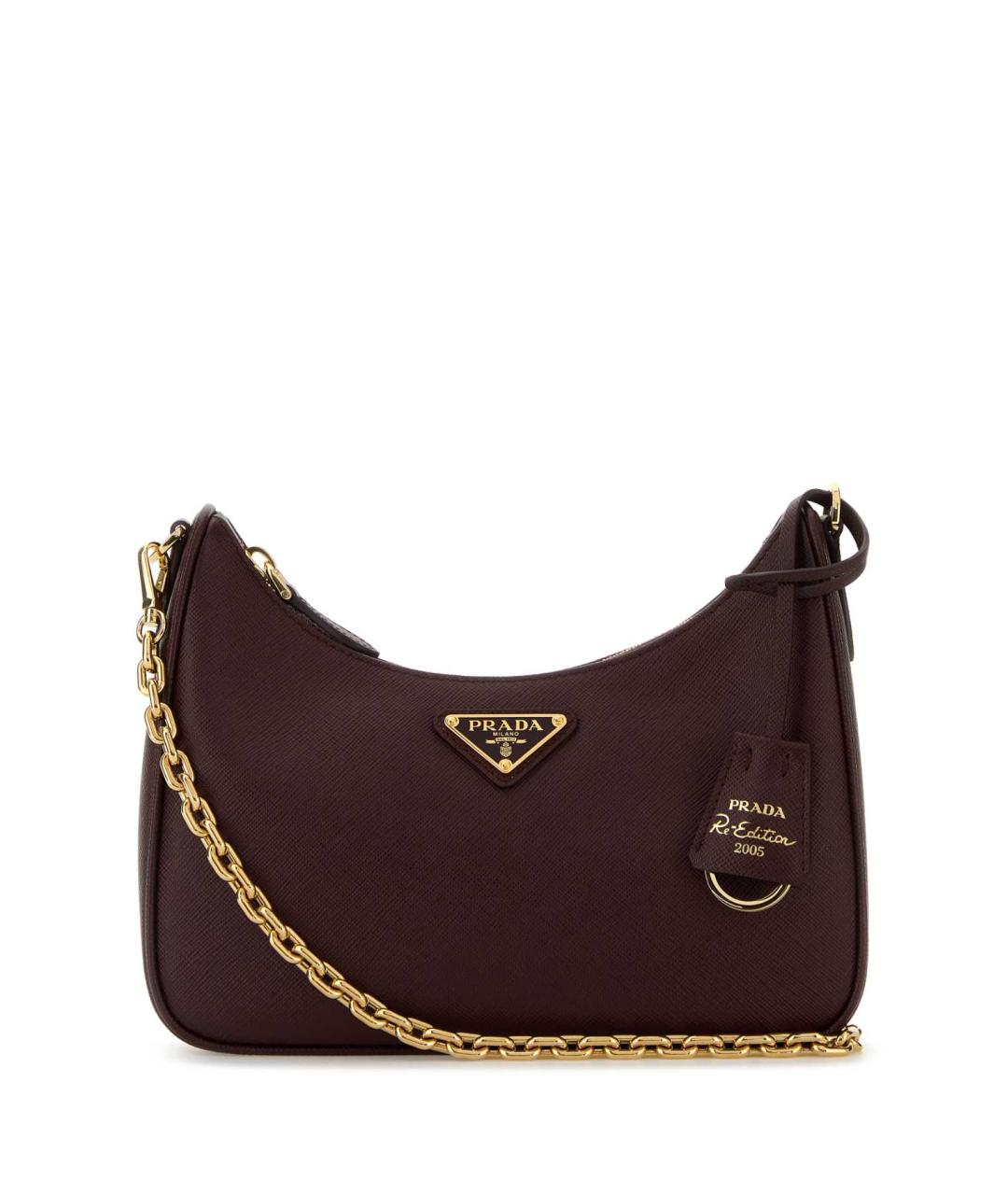 PRADA Бордовая кожаная сумка через плечо, фото 1