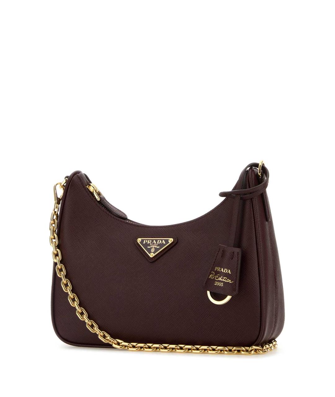 PRADA Бордовая кожаная сумка через плечо, фото 2