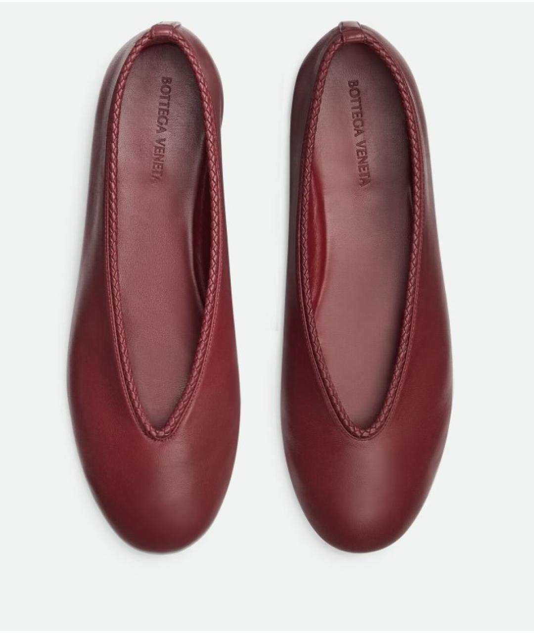 BOTTEGA VENETA Бордовые кожаные балетки, фото 3