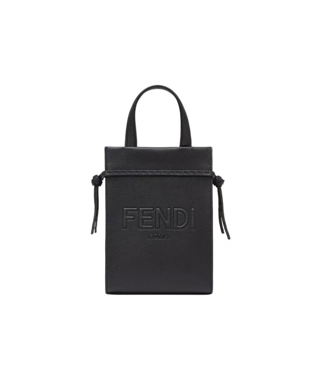 FENDI Черная кожаная сумка тоут, фото 1