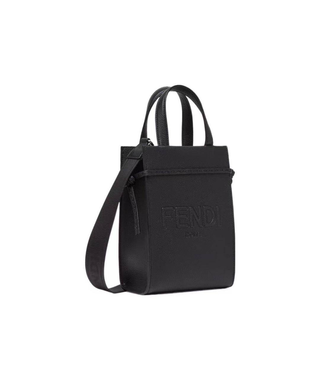 FENDI Черная кожаная сумка тоут, фото 2
