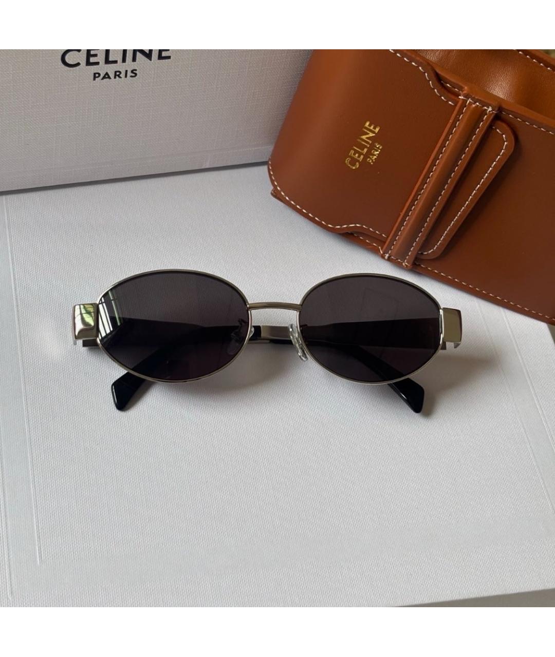 CELINE Серебряные металлические солнцезащитные очки, фото 5