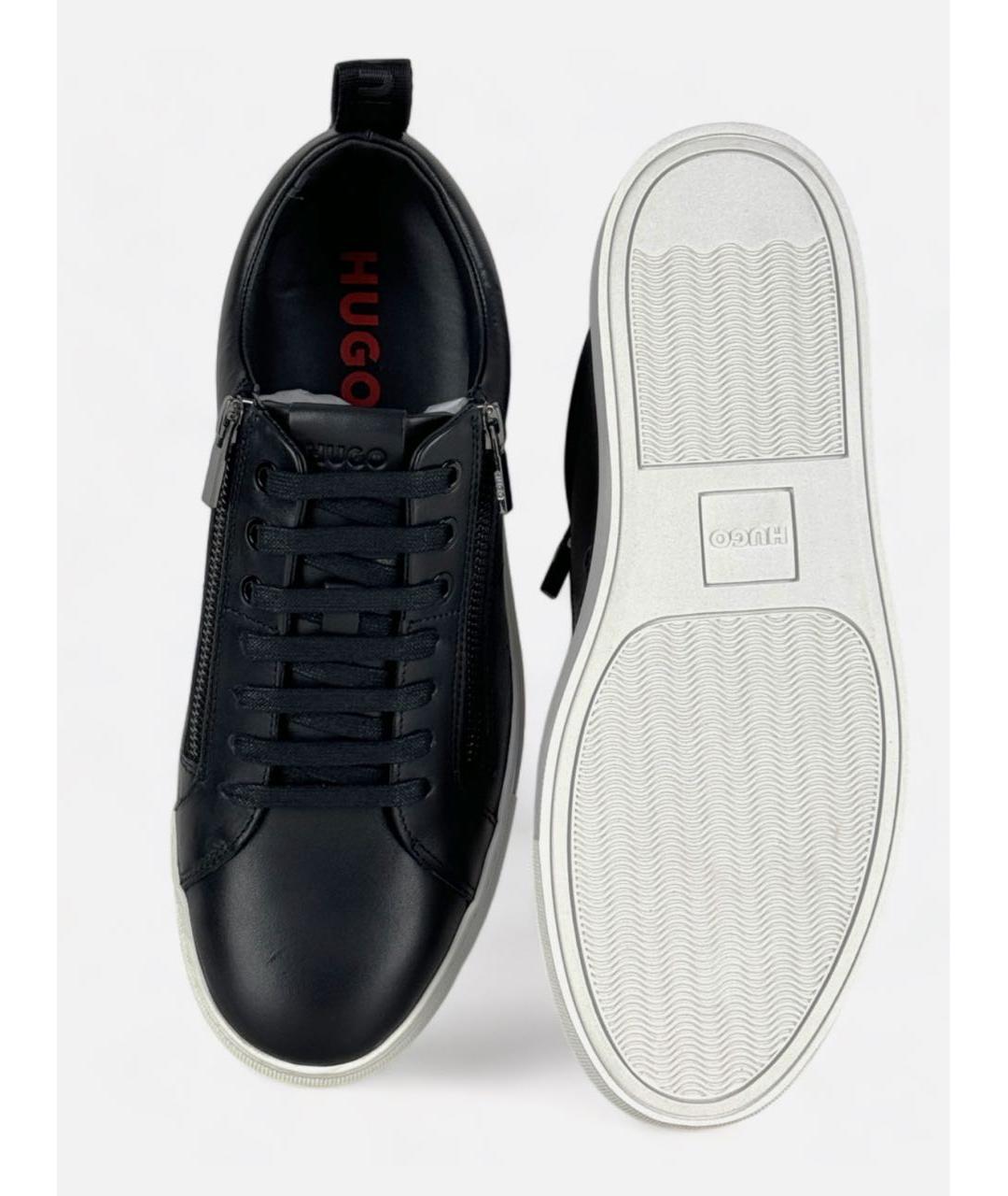 HUGO BOSS Черные кожаные низкие кроссовки / кеды, фото 2