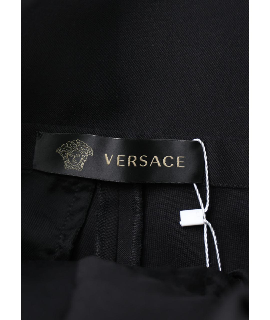 VERSACE Черные шерстяные прямые брюки, фото 4