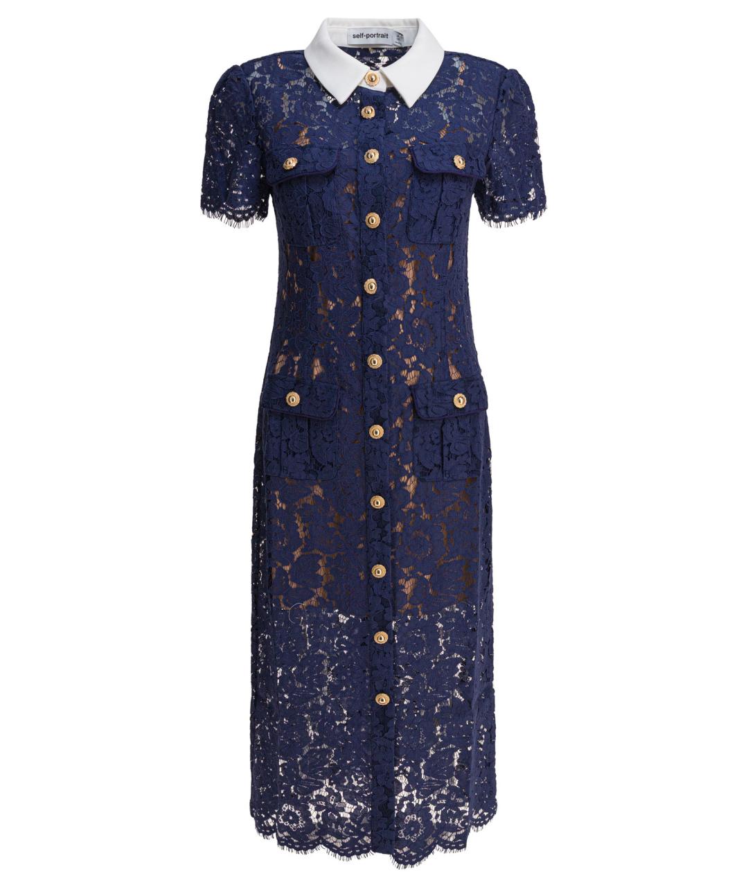 SELF-PORTRAIT Темно-синее повседневное платье, фото 1