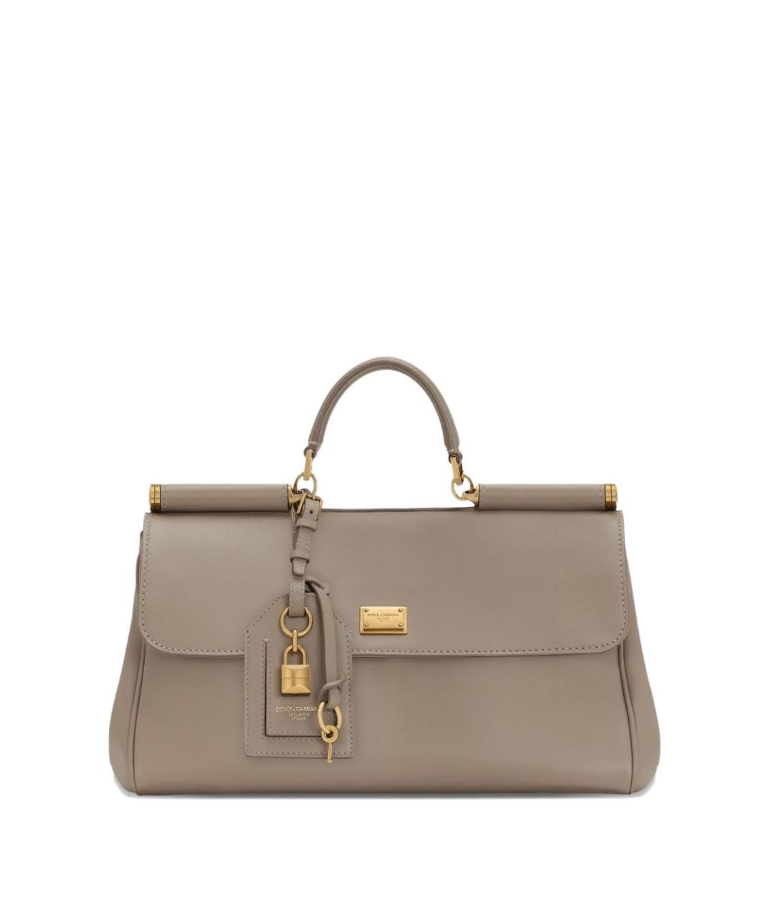 DOLCE&GABBANA Бежевая кожаная сумка с короткими ручками, фото 1