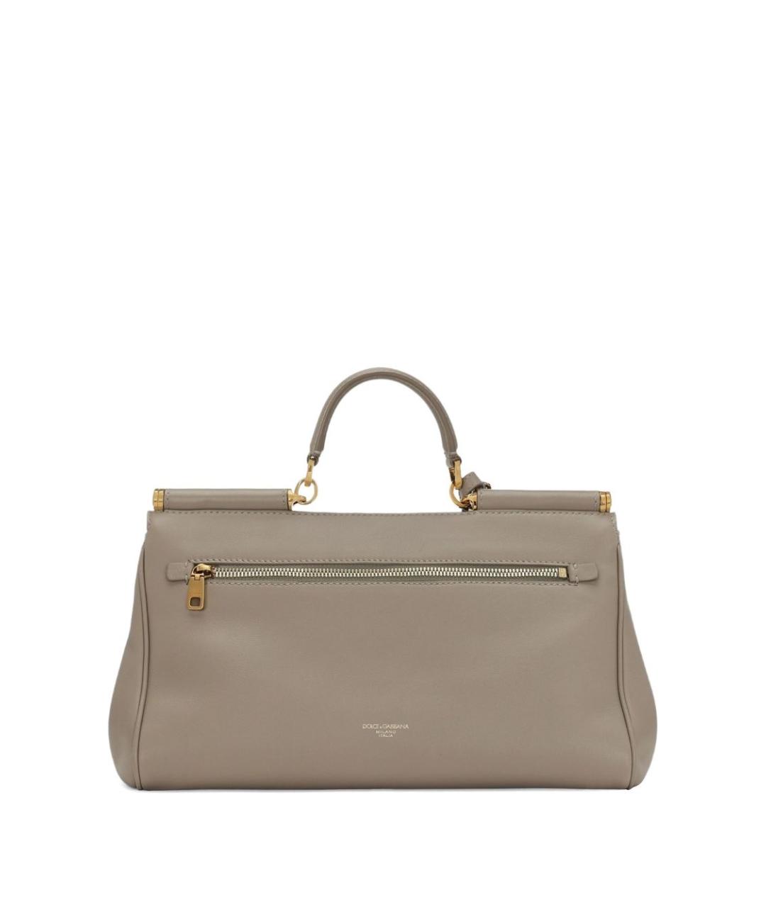 DOLCE&GABBANA Бежевая кожаная сумка с короткими ручками, фото 3