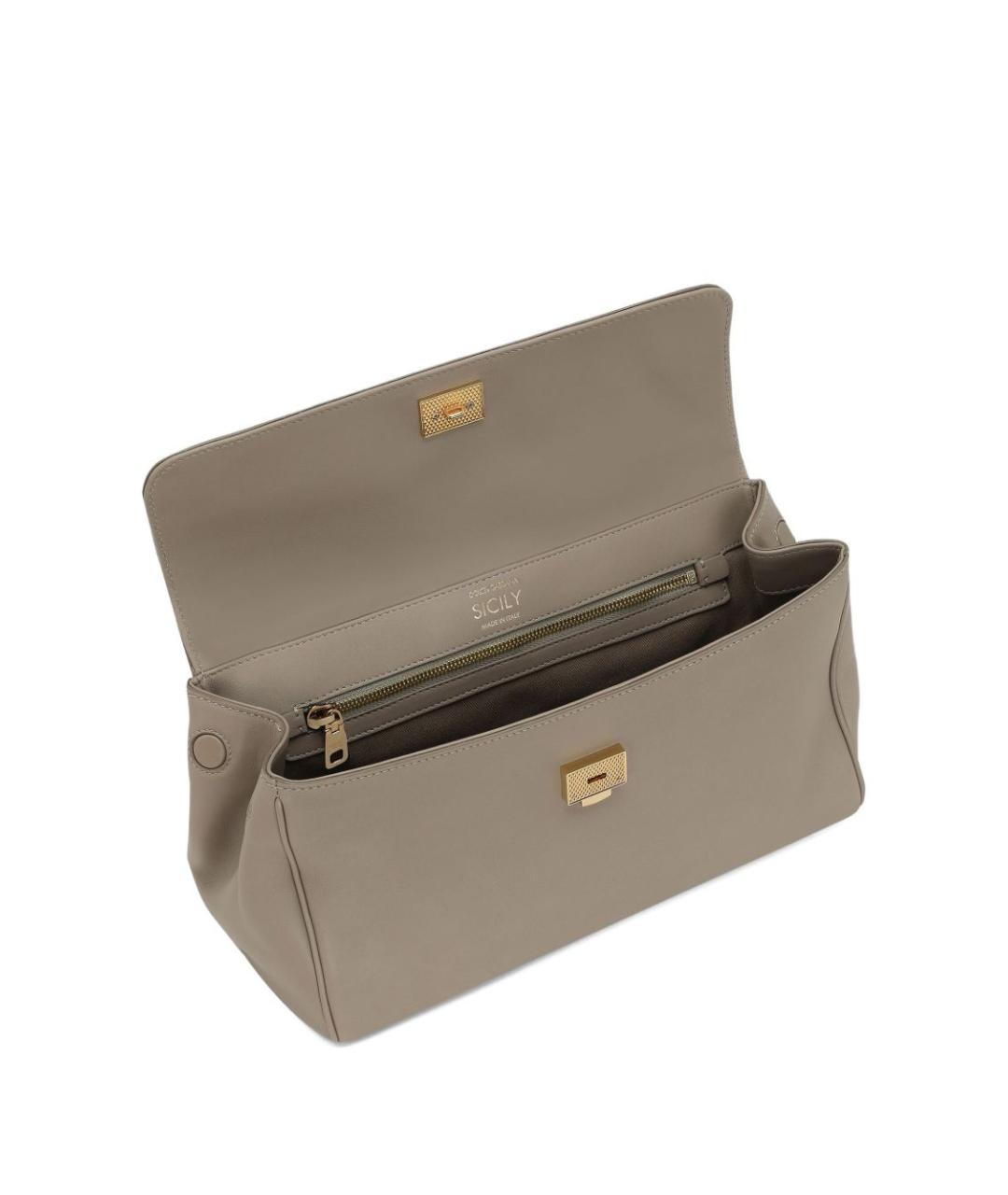 DOLCE&GABBANA Бежевая кожаная сумка с короткими ручками, фото 4